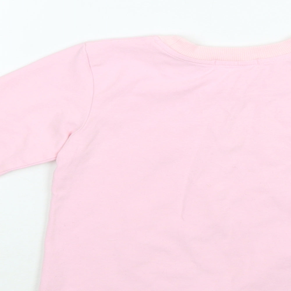 Baywell Girls Pink  Cotton Basic Blouse Size 4-5 Years Crew Neck  - Flamingo