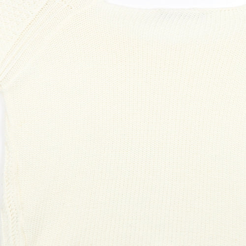Miso Womens Ivory Square Neck  Acrylic Pullover Jumper Size 8