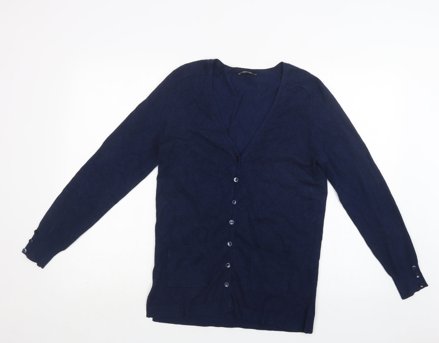 Papaya Womens Blue V-Neck  Viscose Cardigan Jumper Size 12