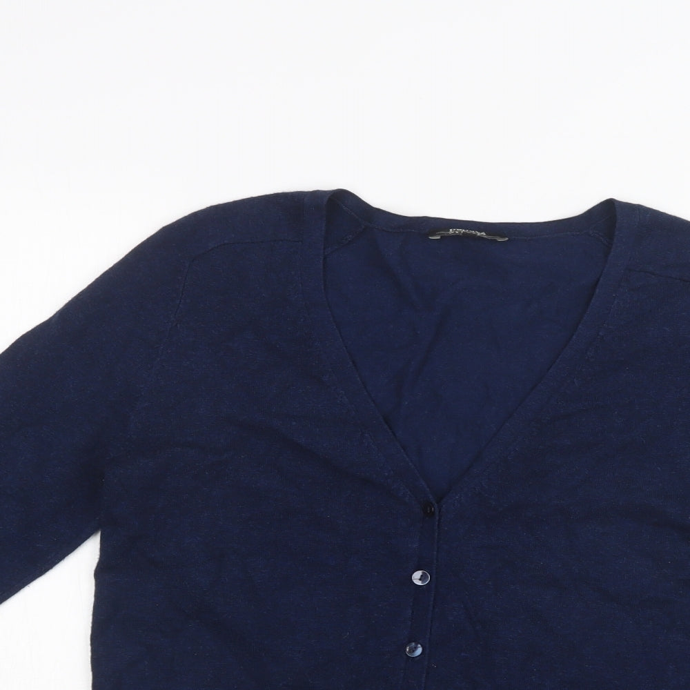 Papaya Womens Blue V-Neck  Viscose Cardigan Jumper Size 12