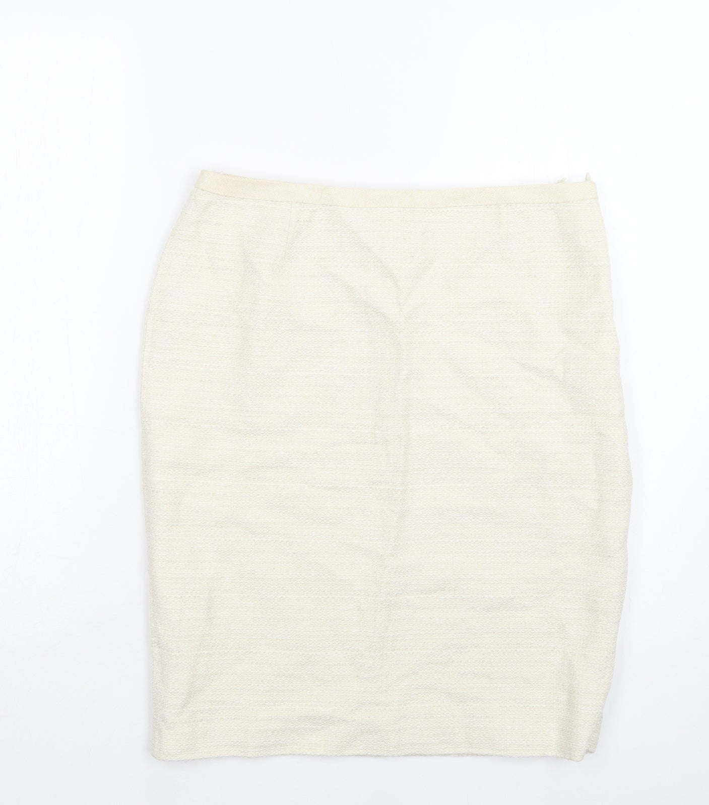 Max Mara Womens Ivory  Cotton Straight & Pencil Skirt Size 10   Zip