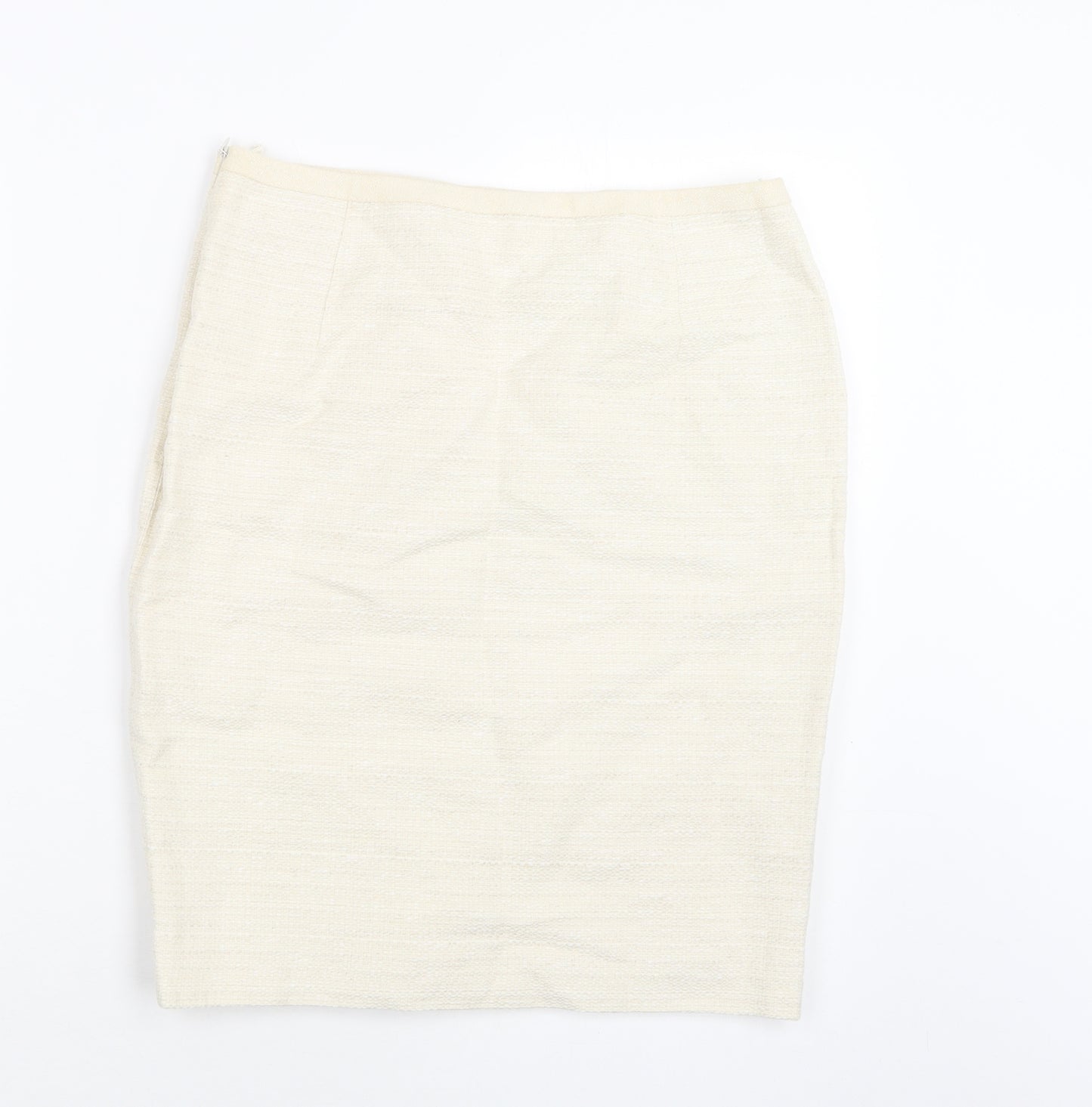 Max Mara Womens Ivory  Cotton Straight & Pencil Skirt Size 10   Zip