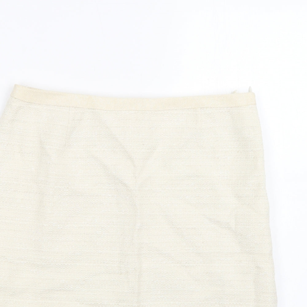 Max Mara Womens Ivory  Cotton Straight & Pencil Skirt Size 10   Zip
