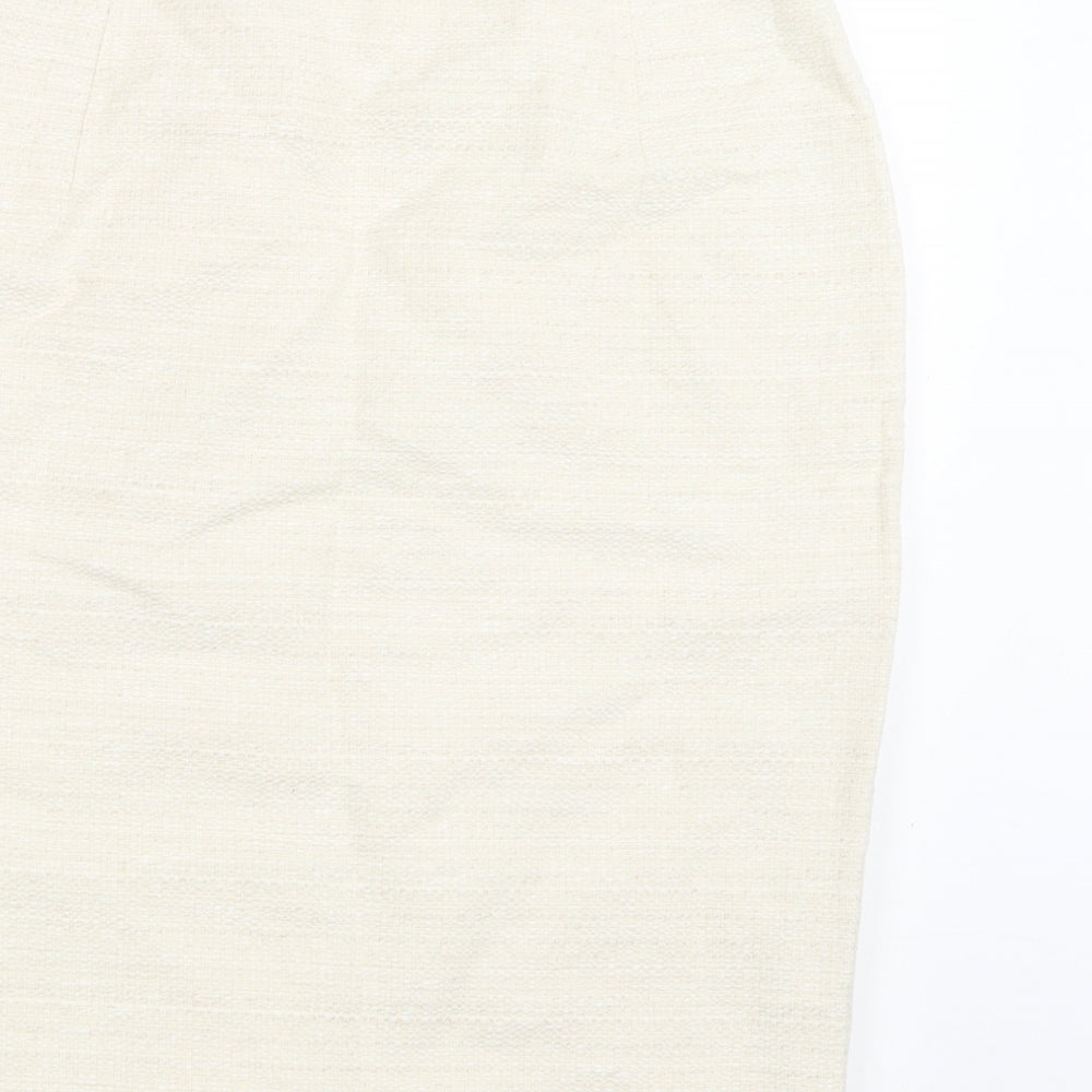 Max Mara Womens Ivory  Cotton Straight & Pencil Skirt Size 10   Zip