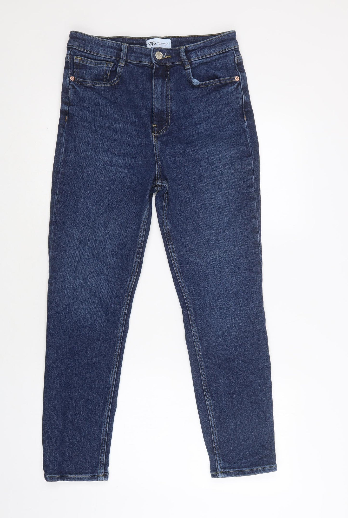 Zara Womens Blue  Cotton Skinny Jeans Size 28 L29 in Regular Button