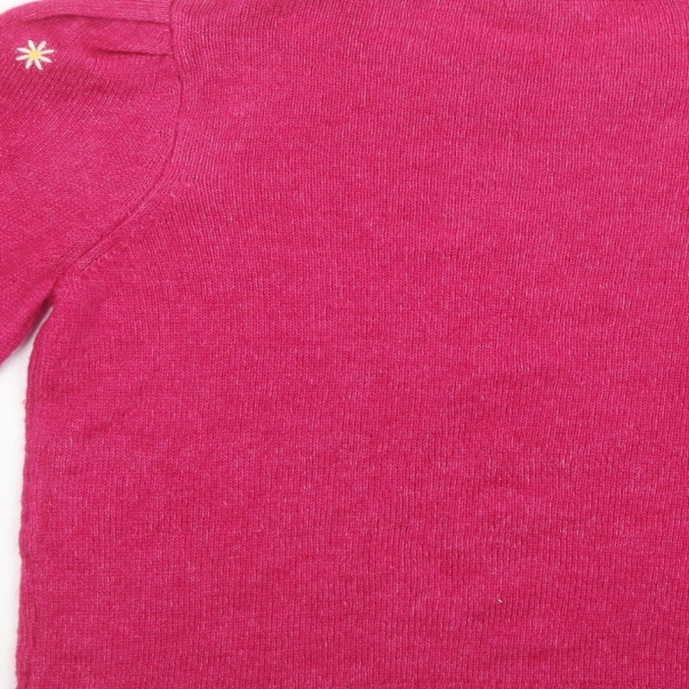 NEXT Womens Pink Crew Neck Floral Acrylic Pullover Jumper Size 14