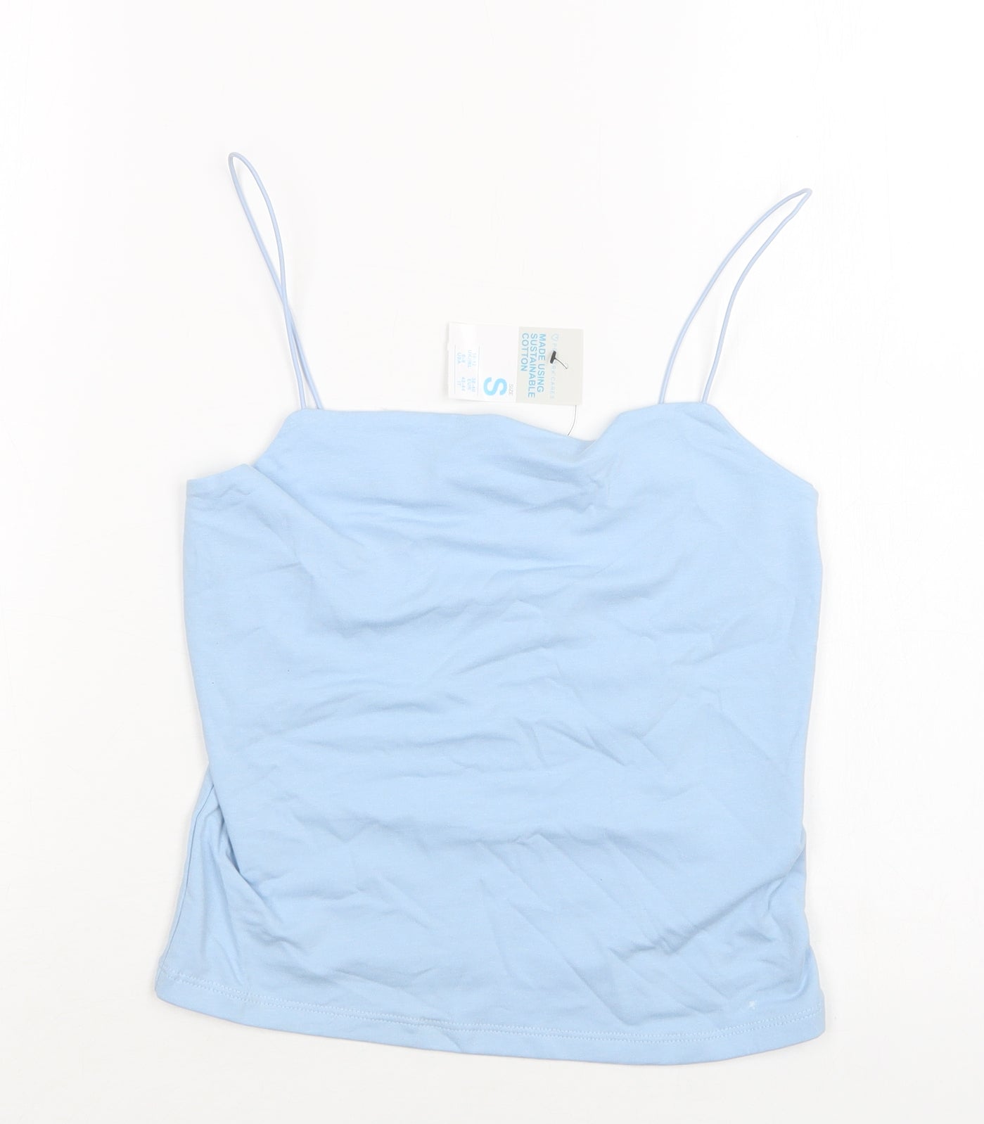 Primark Womens Blue  Cotton Camisole Blouse Size S Square Neck