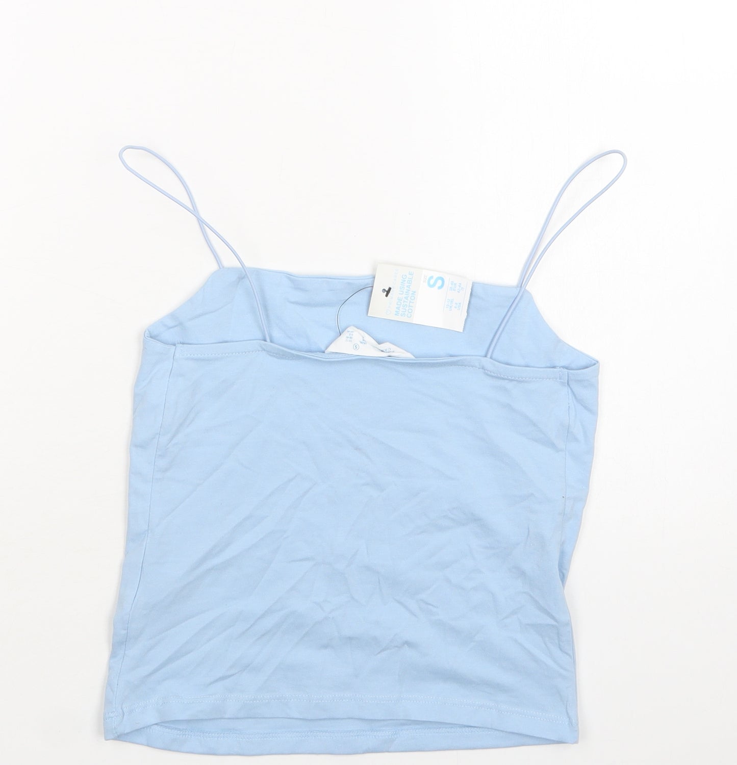 Primark Womens Blue  Cotton Camisole Blouse Size S Square Neck