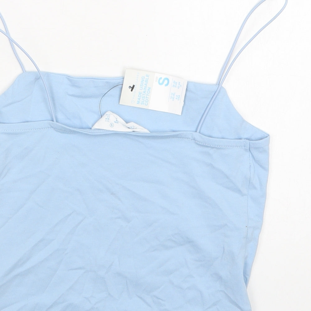 Primark Womens Blue  Cotton Camisole Blouse Size S Square Neck