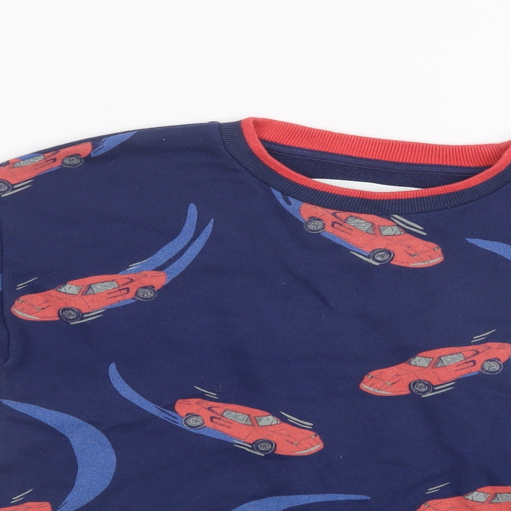 Mini Boden Boys Blue Geometric Cotton Pullover Sweatshirt Size 5-6 Years   - Car Print