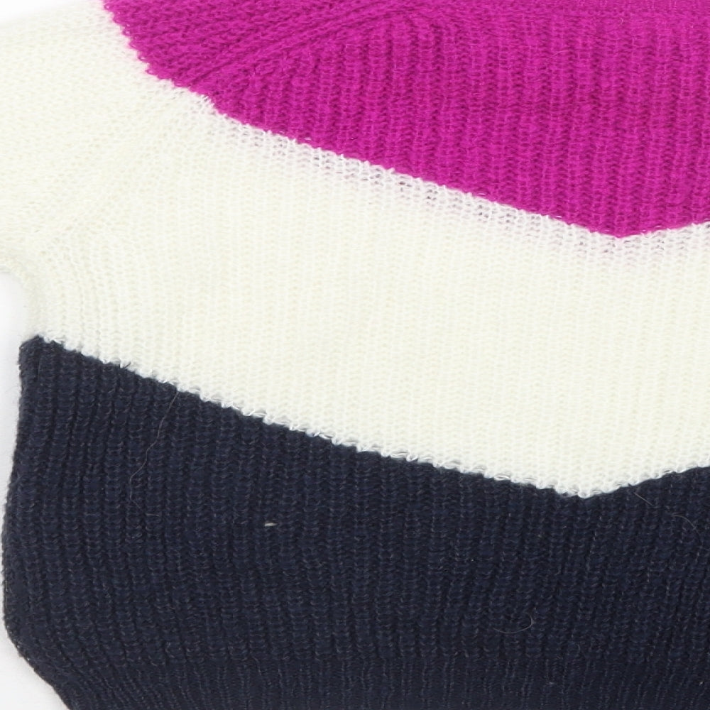 NEXT Girls Multicoloured Crew Neck Striped Acrylic Pullover Jumper Size 8 Years