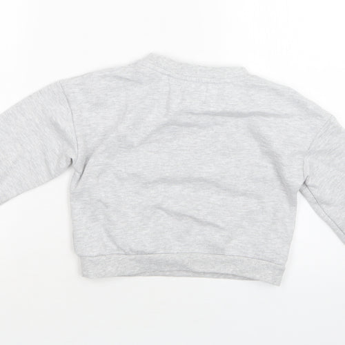Jeff & Co Girls Grey  Cotton Pullover Sweatshirt Size 9-10 Years   - Positive Vibes