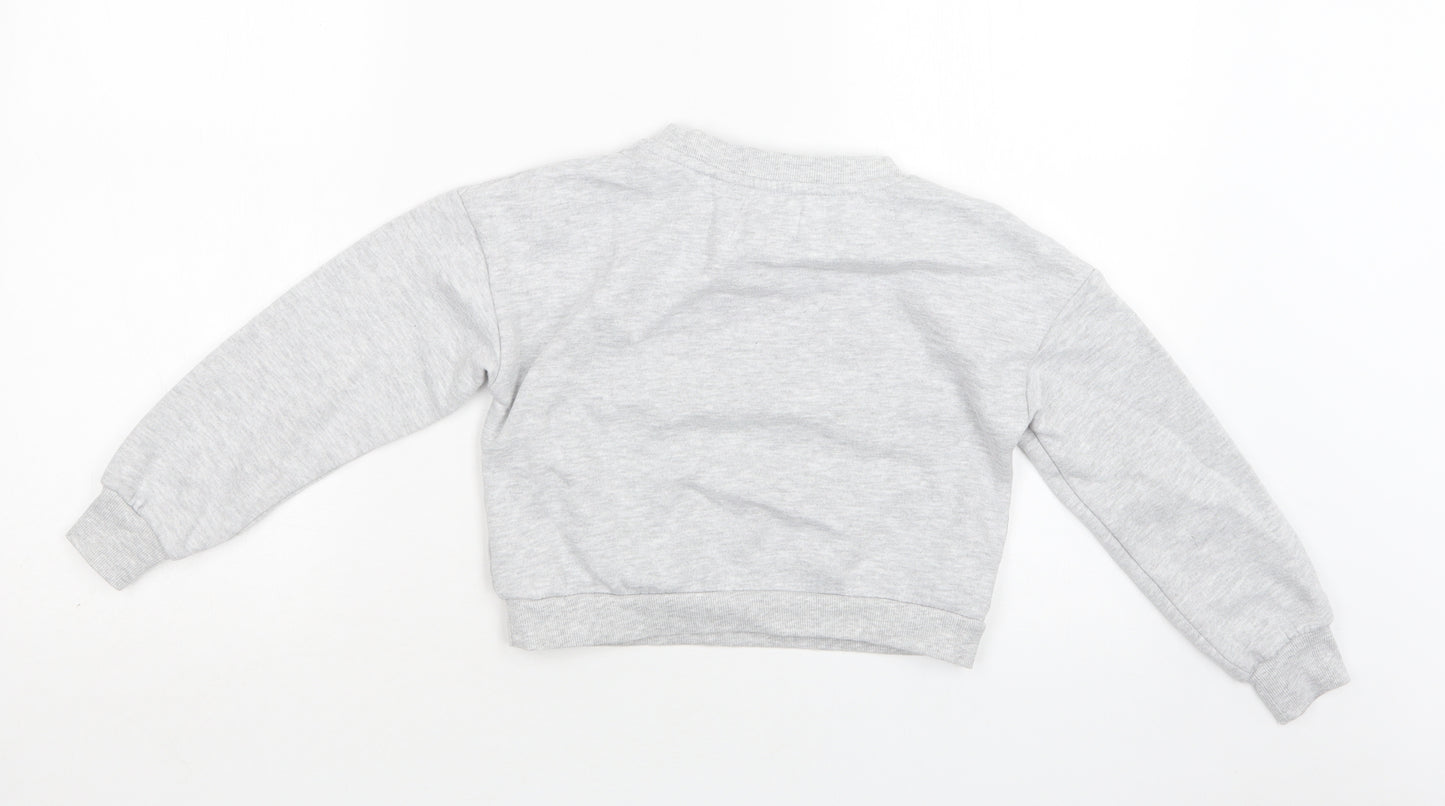 Jeff & Co Girls Grey  Cotton Pullover Sweatshirt Size 9-10 Years   - Positive Vibes