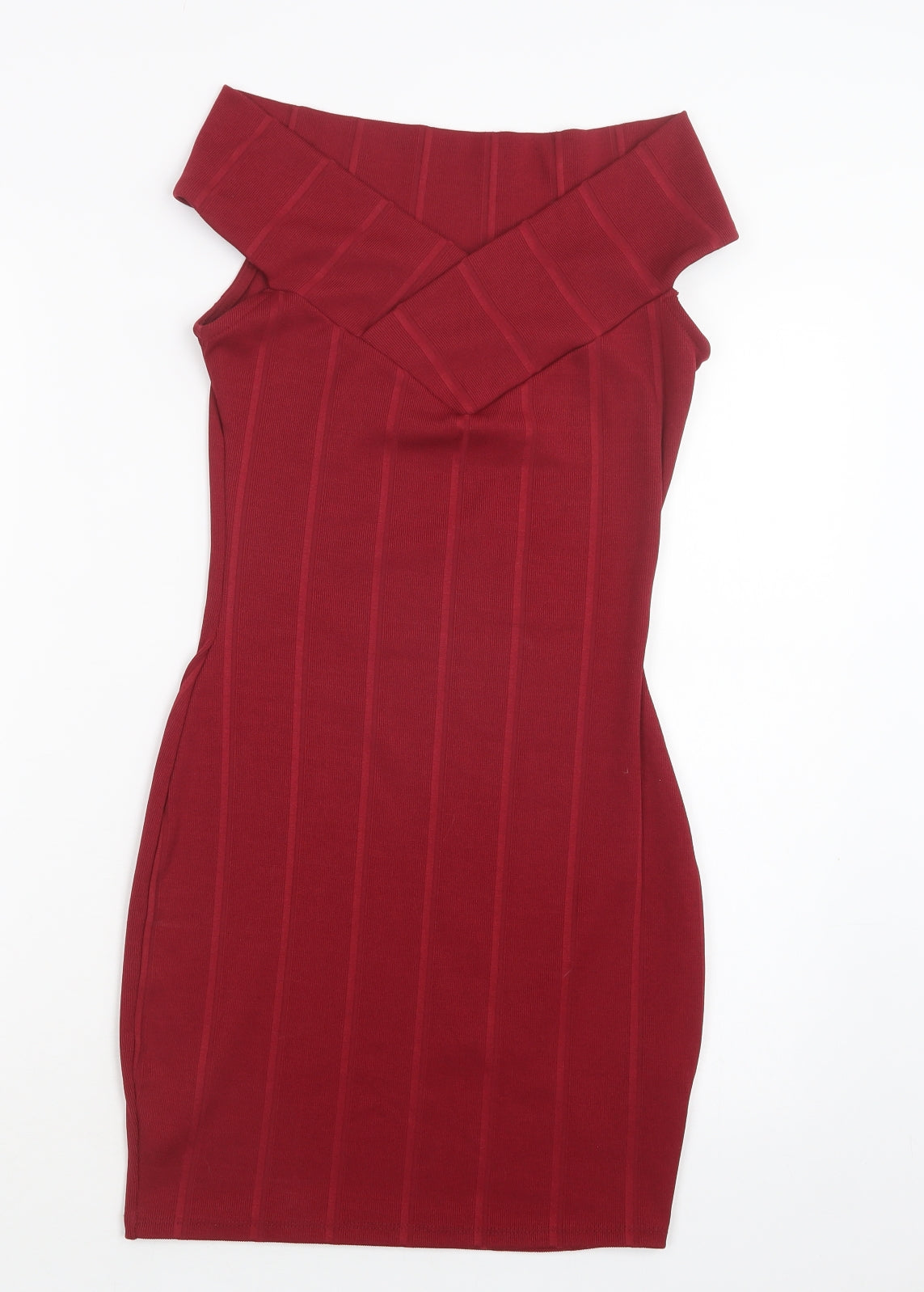 Boohoo Womens Red  Polyester Bodycon  Size 10  V-Neck