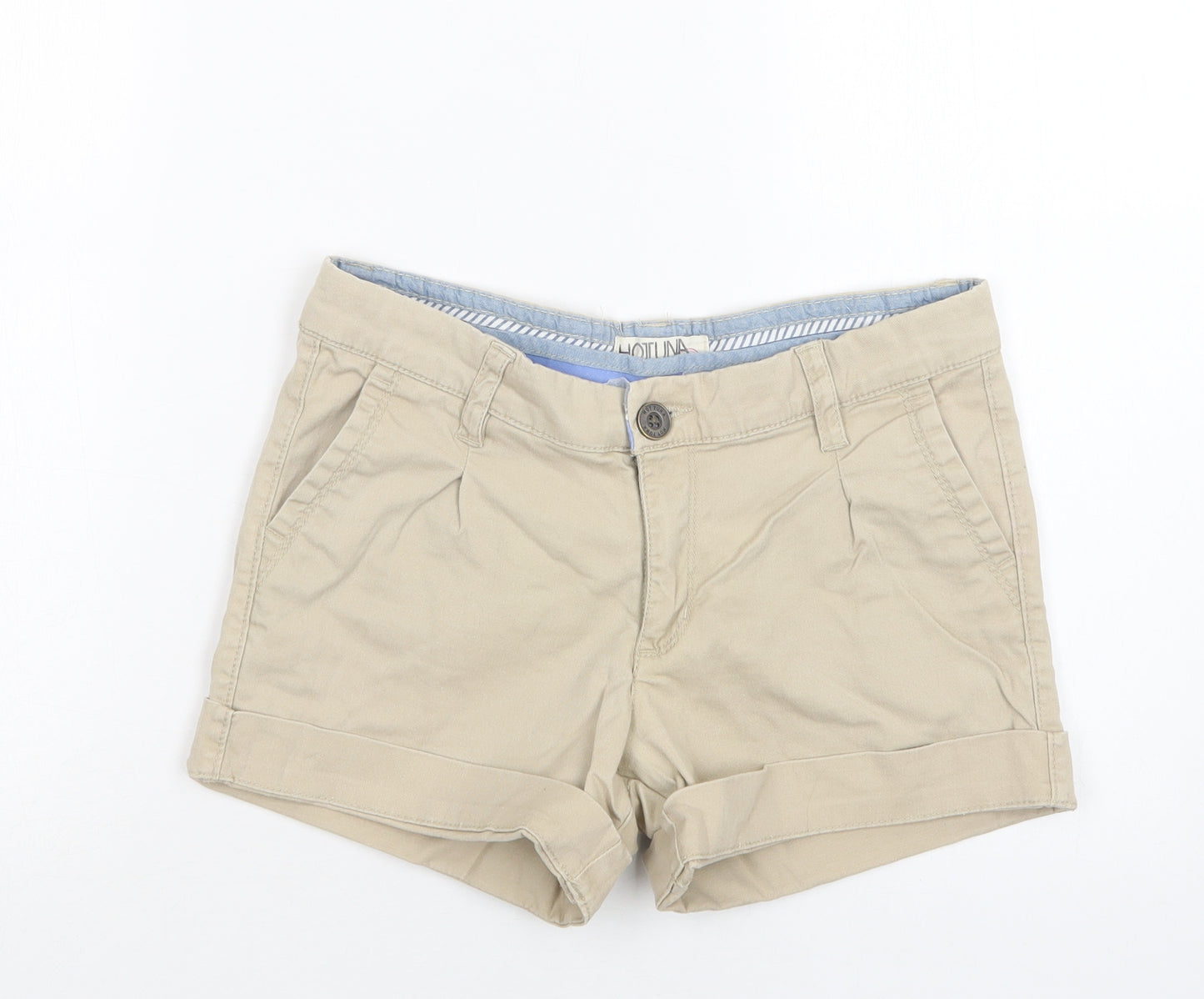 Hot Tuna Womens Beige  Cotton Chino Shorts Size 8 L4 in Regular Button