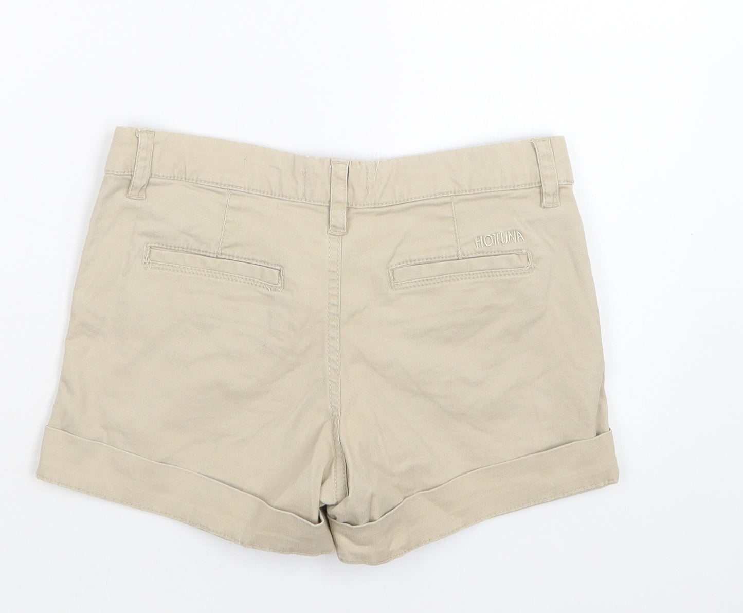 Hot Tuna Womens Beige  Cotton Chino Shorts Size 8 L4 in Regular Button