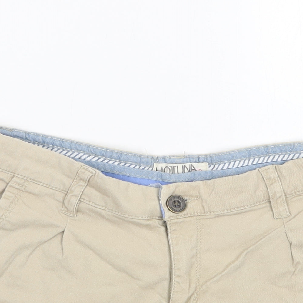 Hot Tuna Womens Beige  Cotton Chino Shorts Size 8 L4 in Regular Button