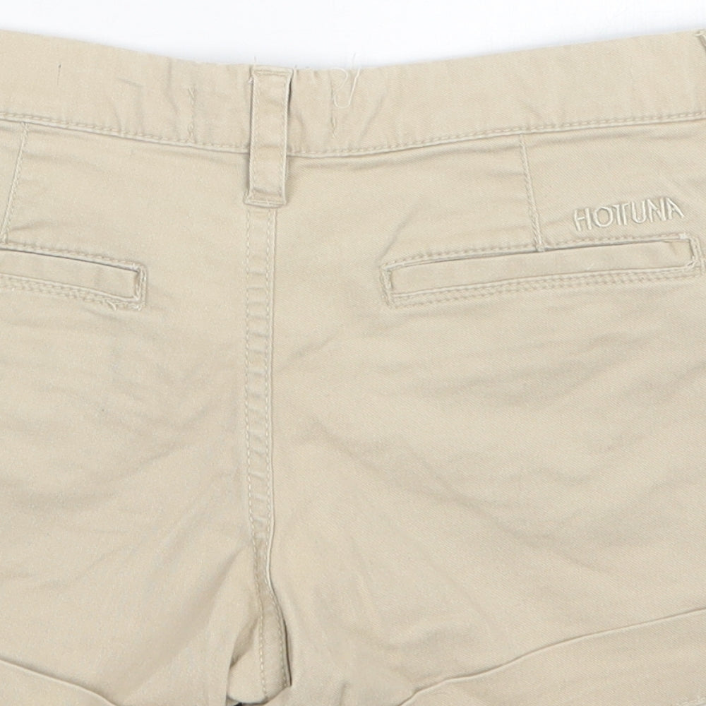 Hot Tuna Womens Beige  Cotton Chino Shorts Size 8 L4 in Regular Button