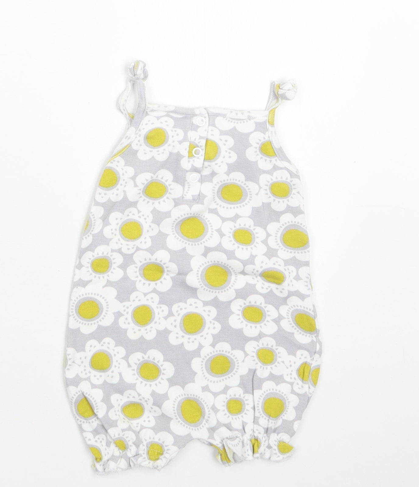 F&F Baby Grey Floral Cotton Romper One-Piece Size 3-6 Months  Snap