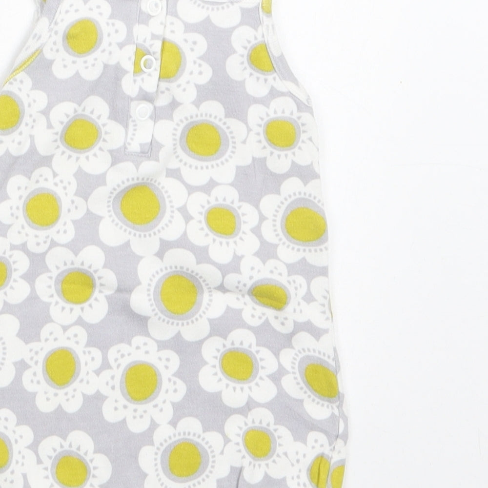 F&F Baby Grey Floral Cotton Romper One-Piece Size 3-6 Months  Snap