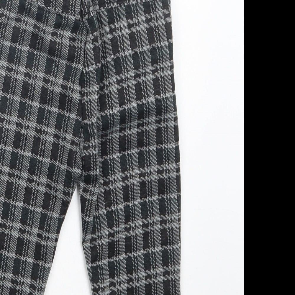 Preworn Girls Grey Check Polyester Dress Pants Trousers Size 3-4 Years  Regular Button