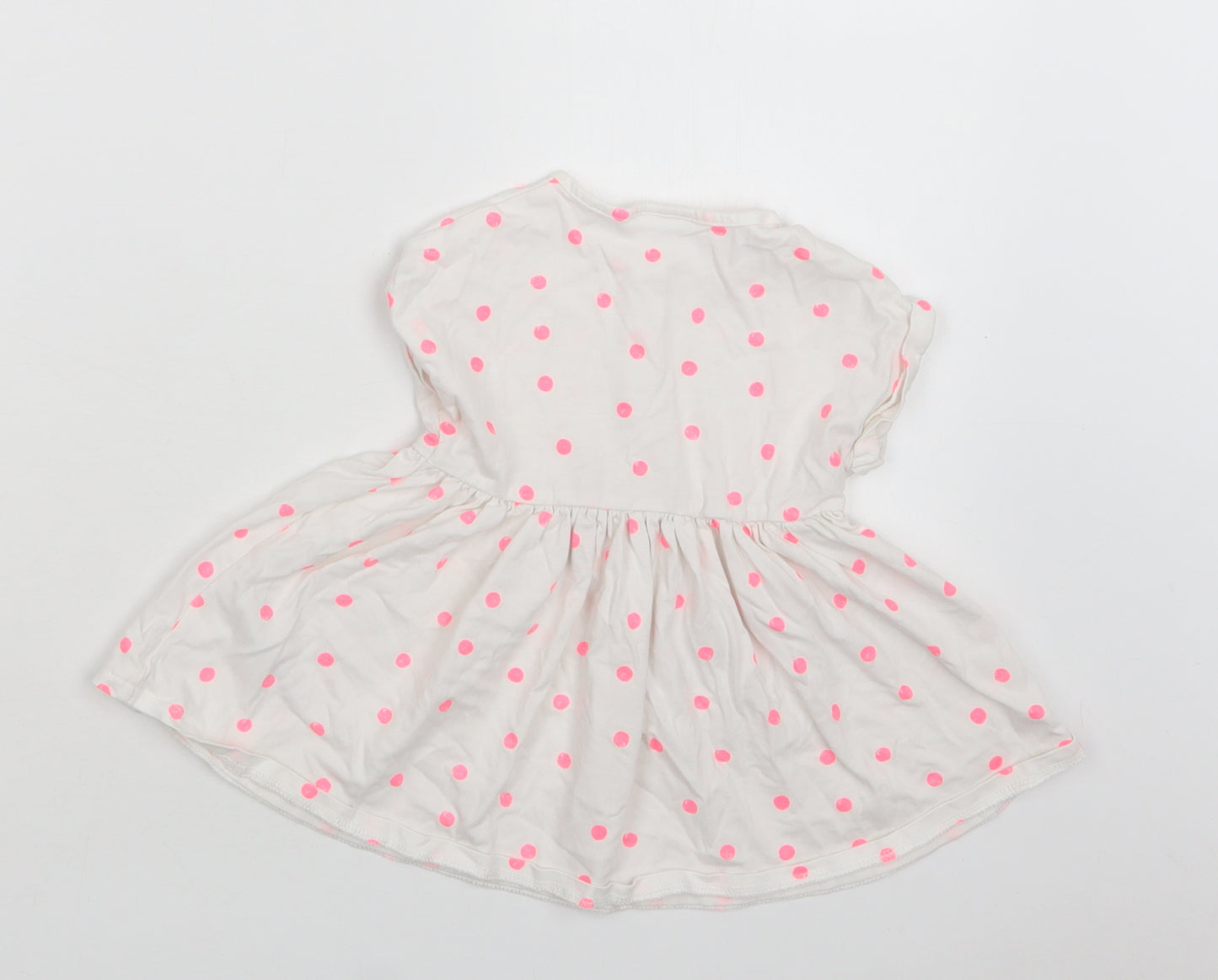 NEXT Baby White Polka Dot Cotton Fit & Flare  Size 3-6 Months  Crew Neck Button