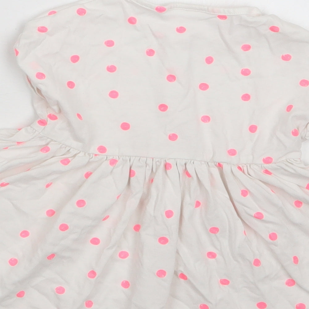 NEXT Baby White Polka Dot Cotton Fit & Flare  Size 3-6 Months  Crew Neck Button