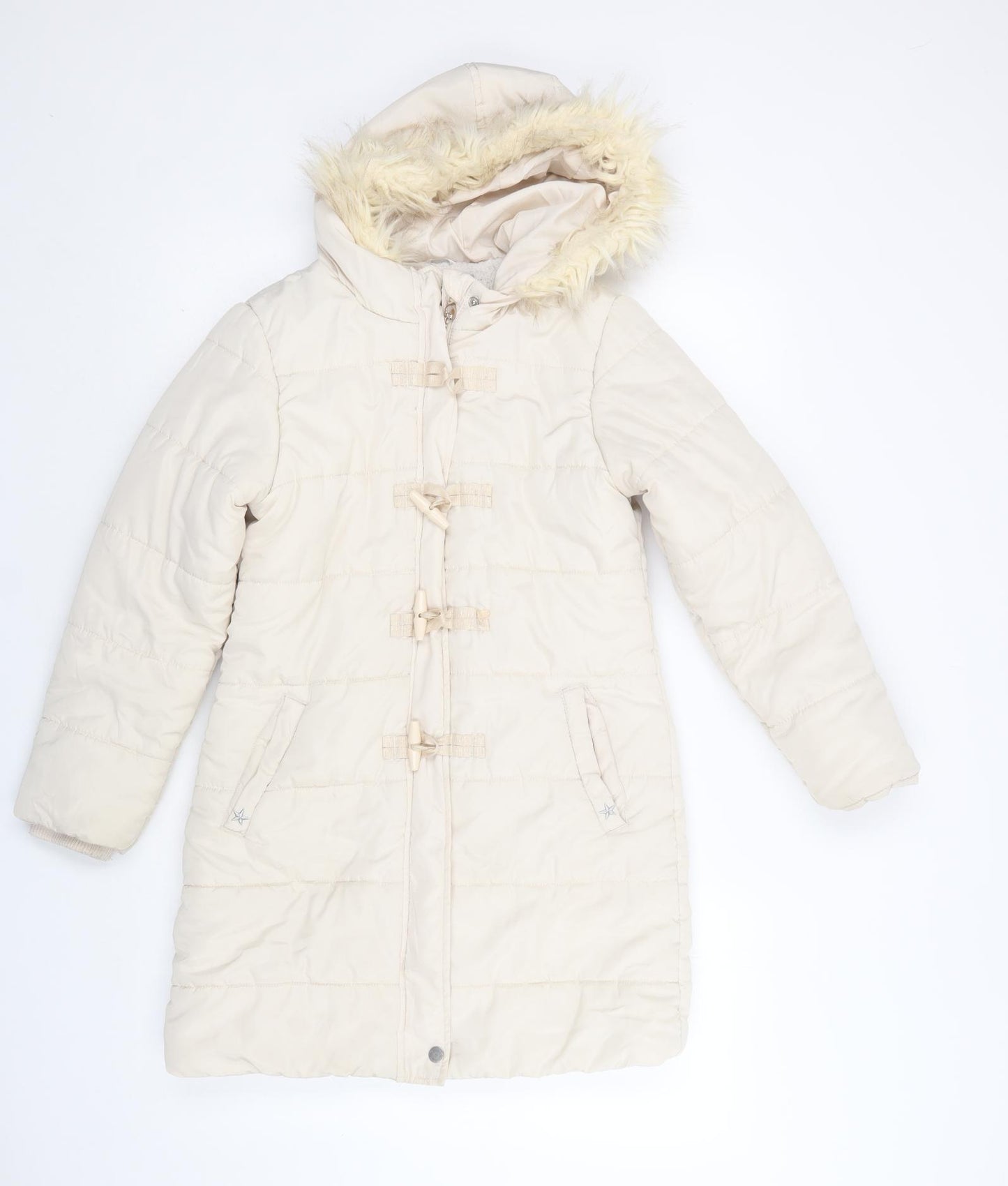 M&Co Girls Ivory   Puffer Jacket Jacket Size 9-10 Years  Zip