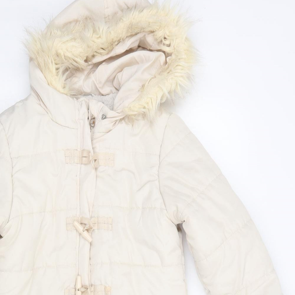 M&Co Girls Ivory   Puffer Jacket Jacket Size 9-10 Years  Zip