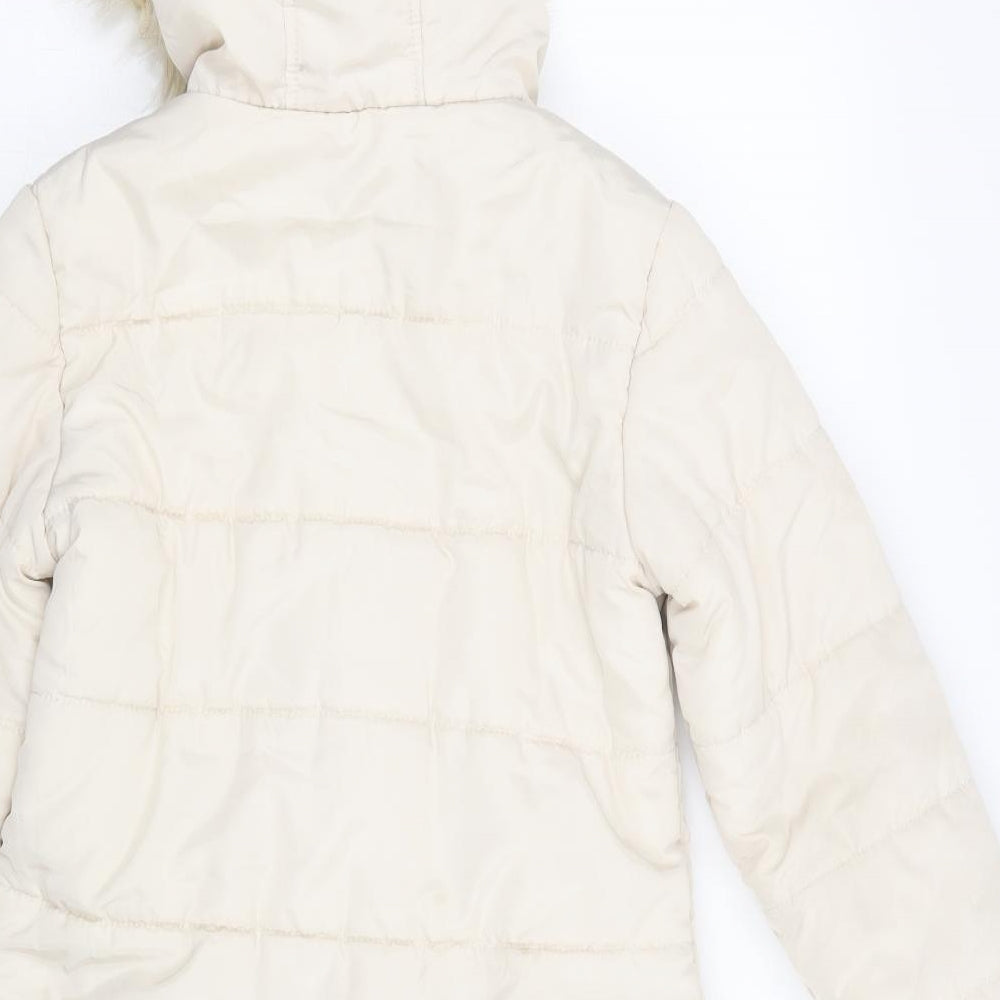 M&Co Girls Ivory   Puffer Jacket Jacket Size 9-10 Years  Zip