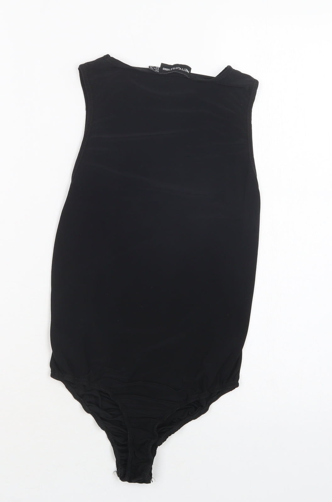 PRETTYLITTLETHING Womens Black  Polyester Bodysuit One-Piece Size 10  Snap
