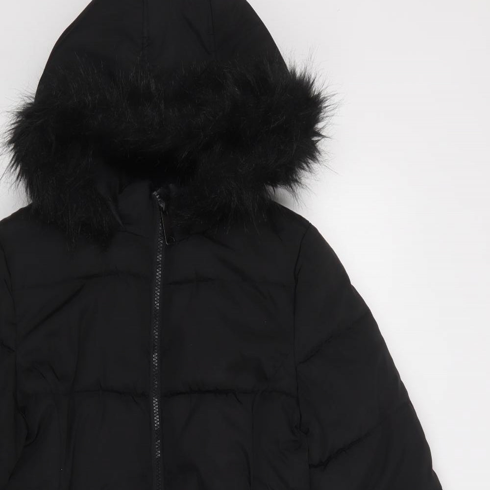 Miss E-Vie Girls Black   Parka Jacket Size 13-14 Years  Zip