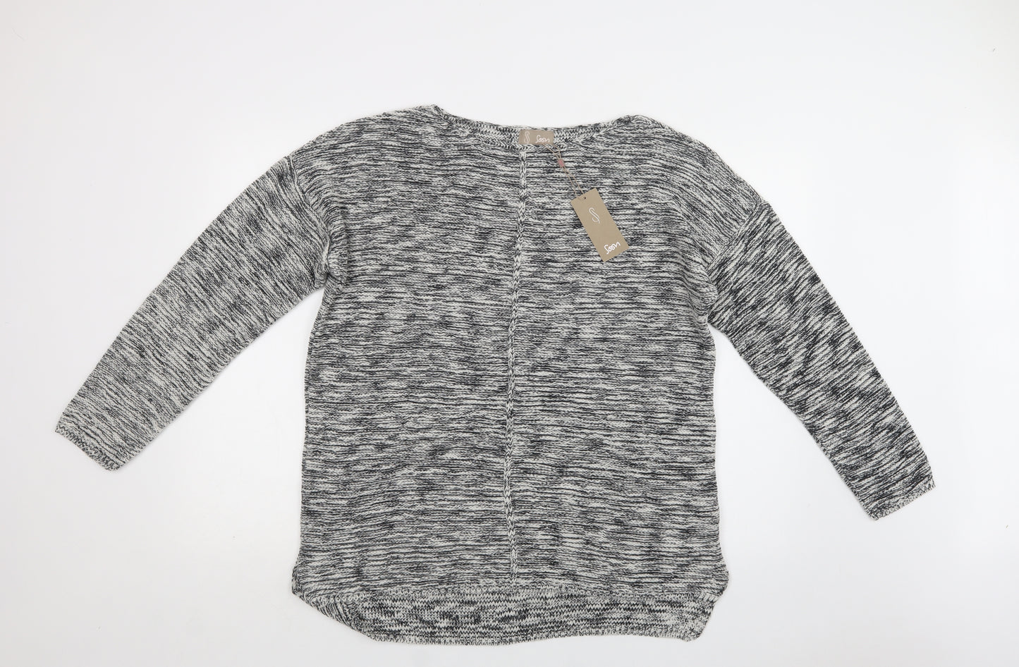 Soon Womens Grey Boat Neck  Acrylic Pullover Jumper Size 16