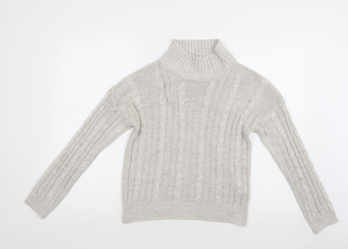 Lulura London Womens Grey Mock Neck  Acrylic Pullover Jumper Size S