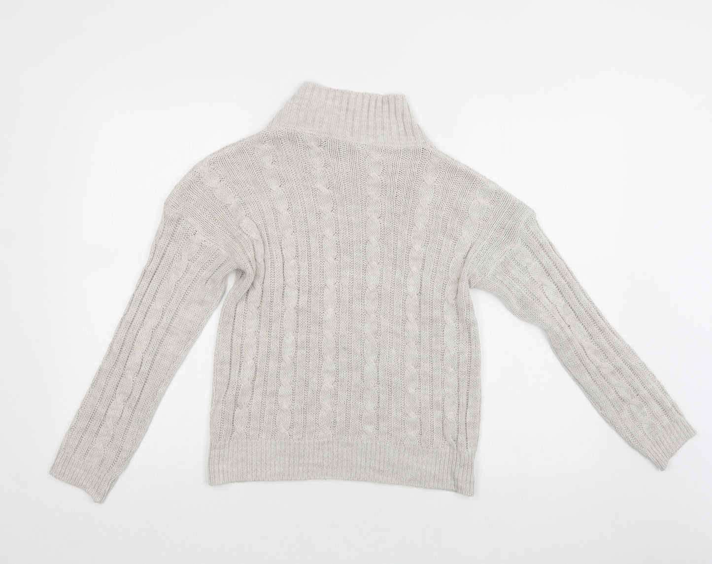 Lulura London Womens Grey Mock Neck  Acrylic Pullover Jumper Size S