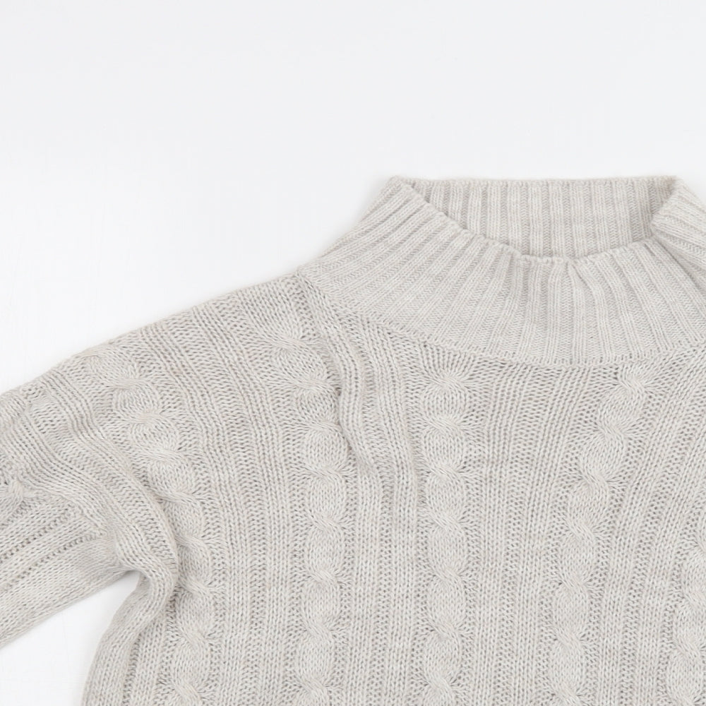 Lulura London Womens Grey Mock Neck  Acrylic Pullover Jumper Size S