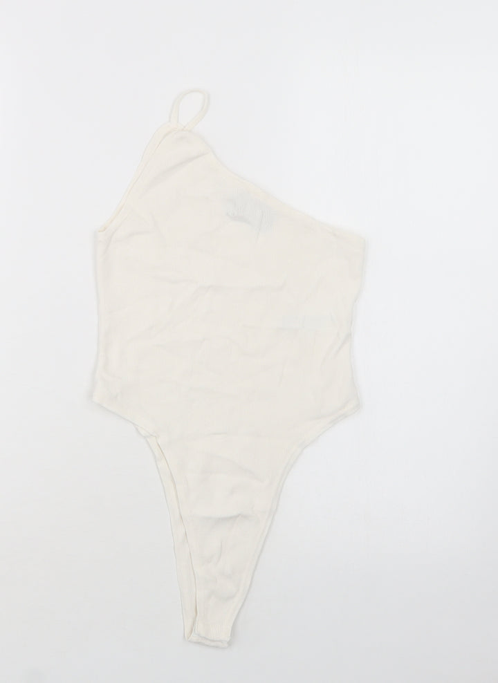 ASOS Womens Ivory  Viscose Bodysuit One-Piece Size 12  Snap