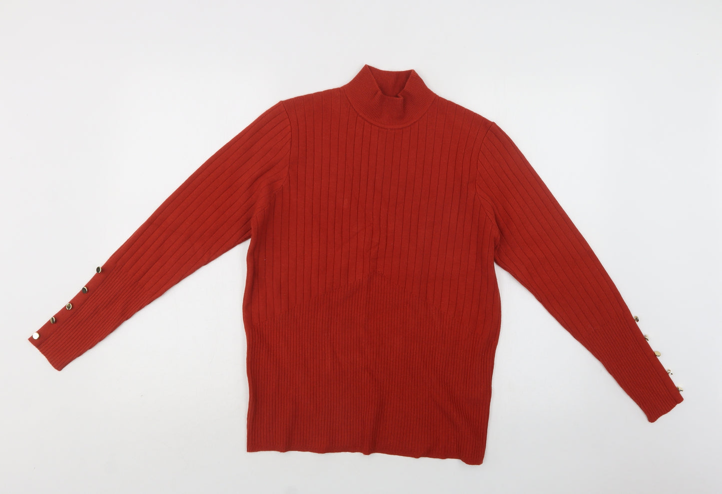 M&S Womens Brown Mock Neck  Viscose Pullover Jumper Size 18