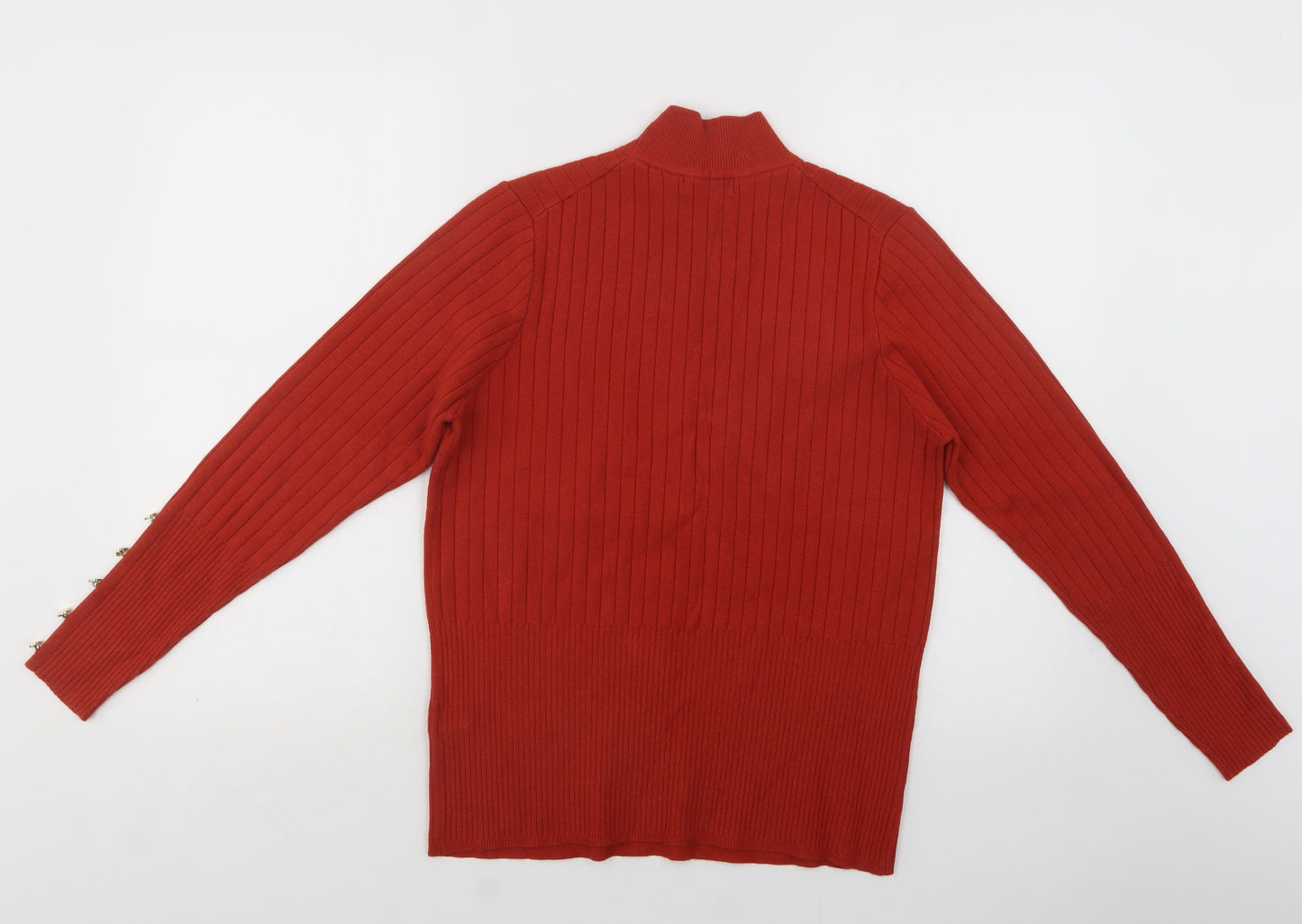 M&S Womens Brown Mock Neck  Viscose Pullover Jumper Size 18