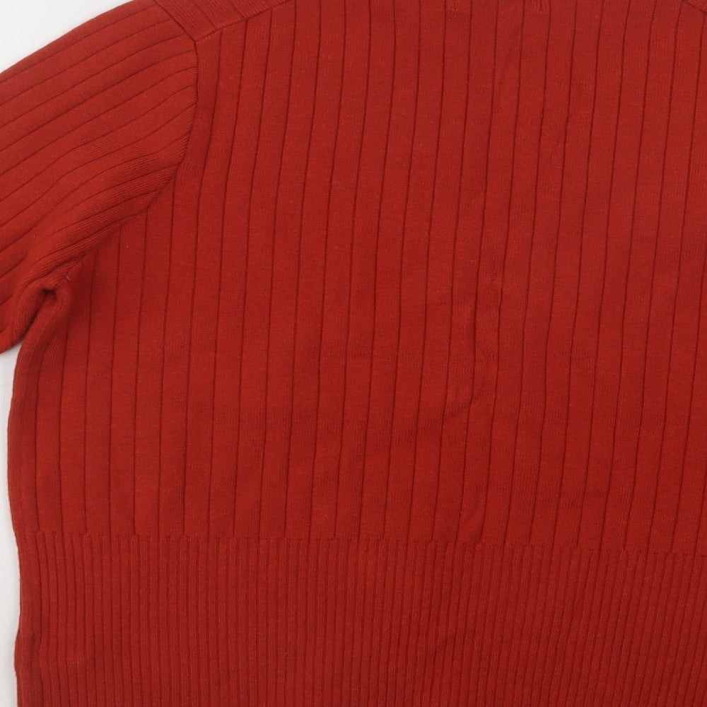 M&S Womens Brown Mock Neck  Viscose Pullover Jumper Size 18