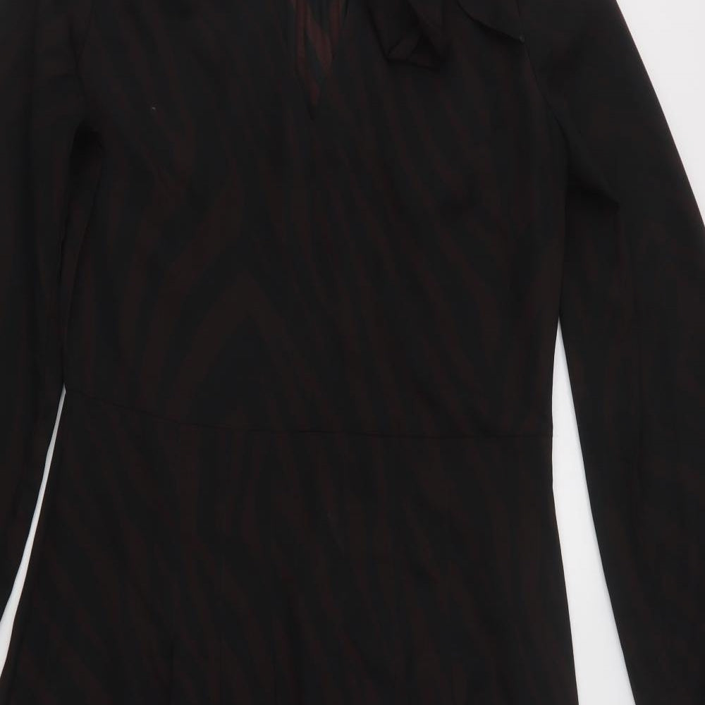 NEXT Womens Brown Animal Print Polyester Maxi  Size 12  V-Neck Zip