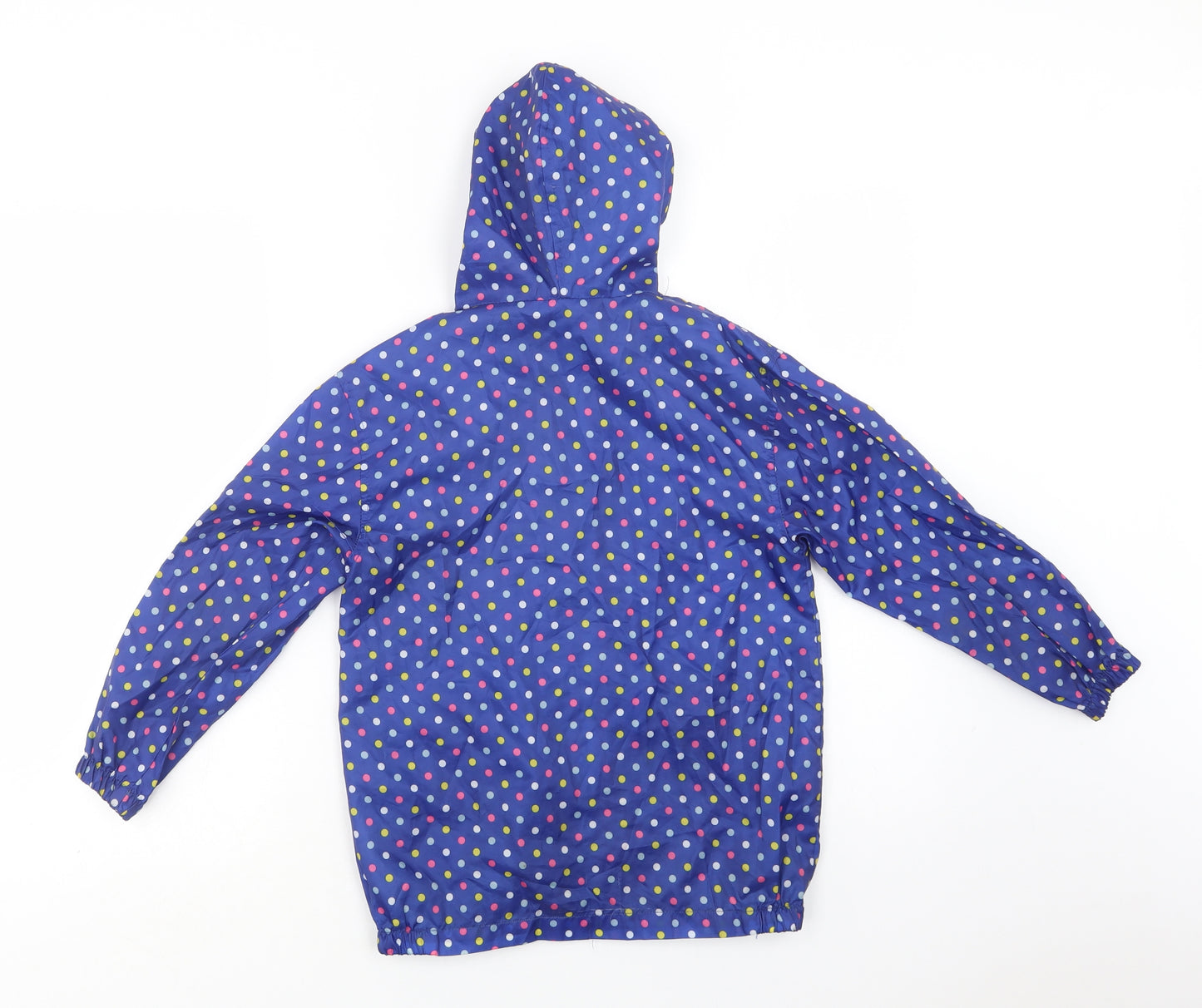 Avenue Girls Blue Polka Dot  Rain Coat Jacket Size 7-8 Years  Zip