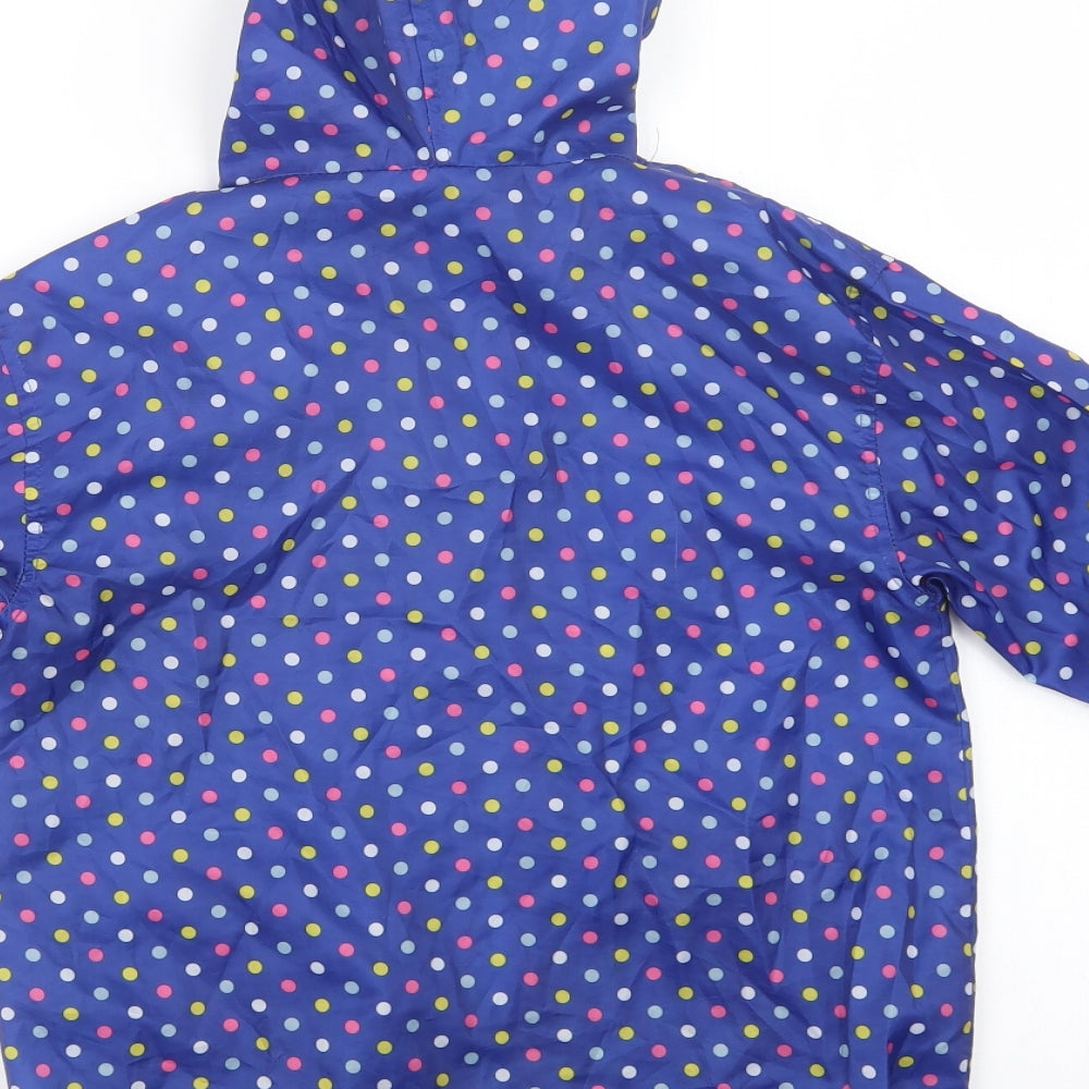 Avenue Girls Blue Polka Dot  Rain Coat Jacket Size 7-8 Years  Zip