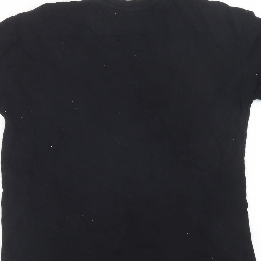 River Island Girls Black  Cotton Basic T-Shirt Size 11-12 Years Crew Neck