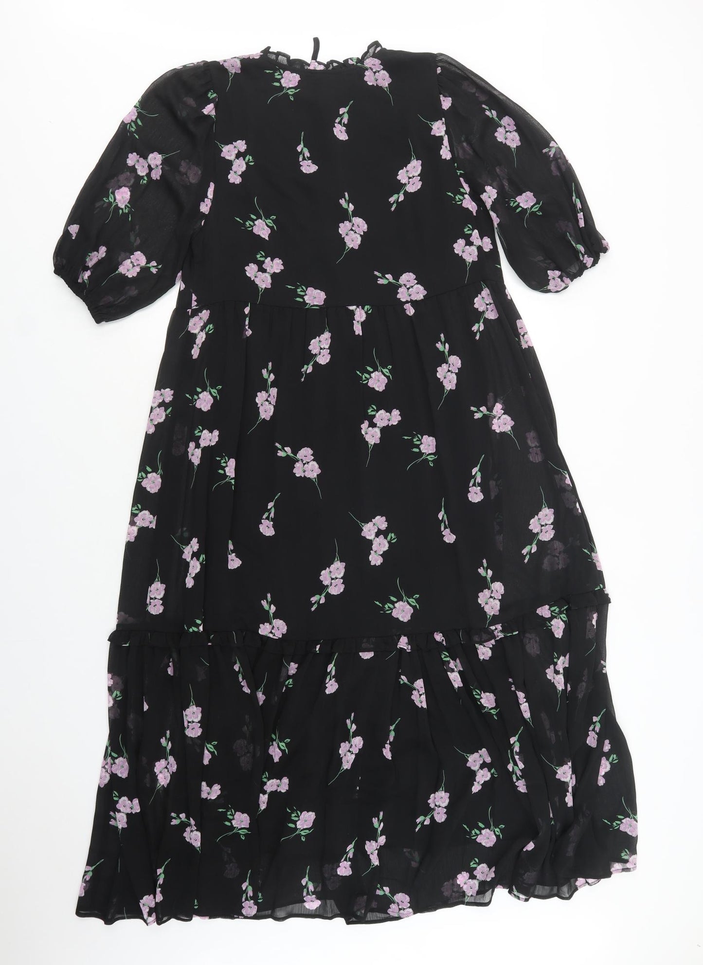 Papaya Womens Black Floral Polyester Maxi  Size 10  V-Neck