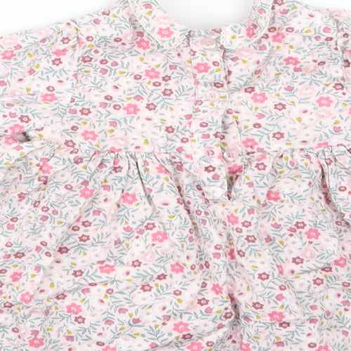 Nutmeg Baby Pink Floral Cotton A-Line  Size 6-9 Months  Collared Button