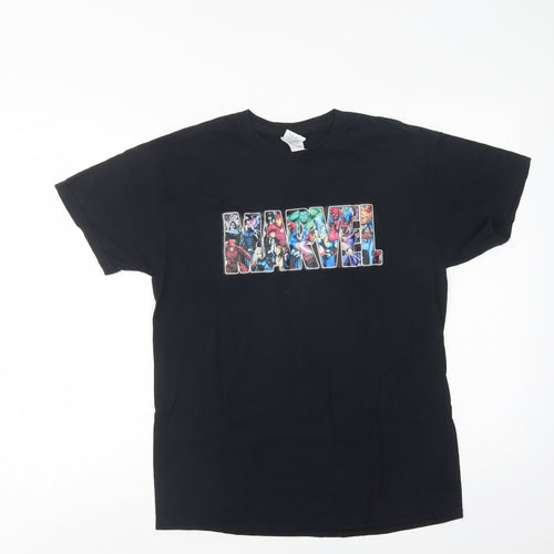 Gildan Mens Black  Cotton  T-Shirt Size M Crew Neck  - Marvel