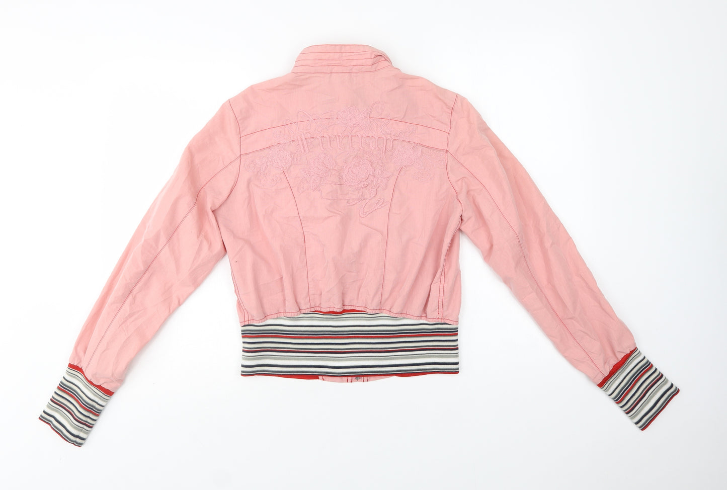 Firetrap Womens Pink Striped  Bomber Jacket Jacket Size M  Zip