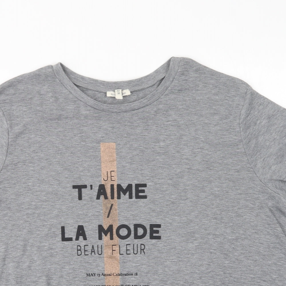 River Island Womens Grey  Polyester Basic Blouse Size 12 Crew Neck