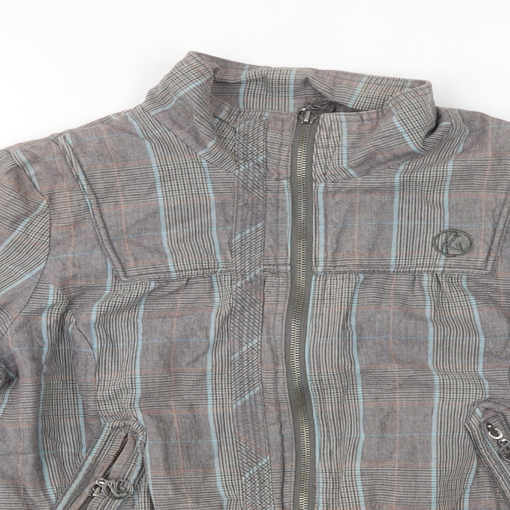 River Island Womens Grey Check  Bomber Jacket Jacket Size 14  Zip
